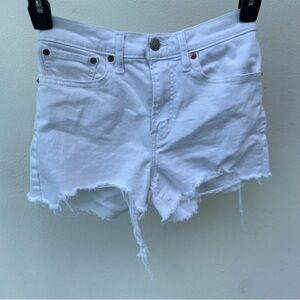 Levi’s White Denim Cut Off High Rise Shorts Size 27